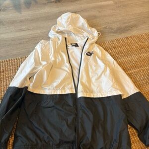 Nike Black and White Hooded Rain Jacket